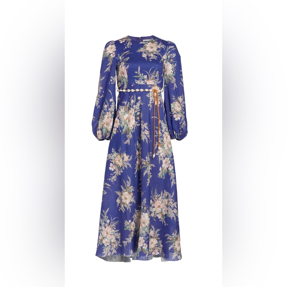 Moonshine High Neck Dress in Blue Floral